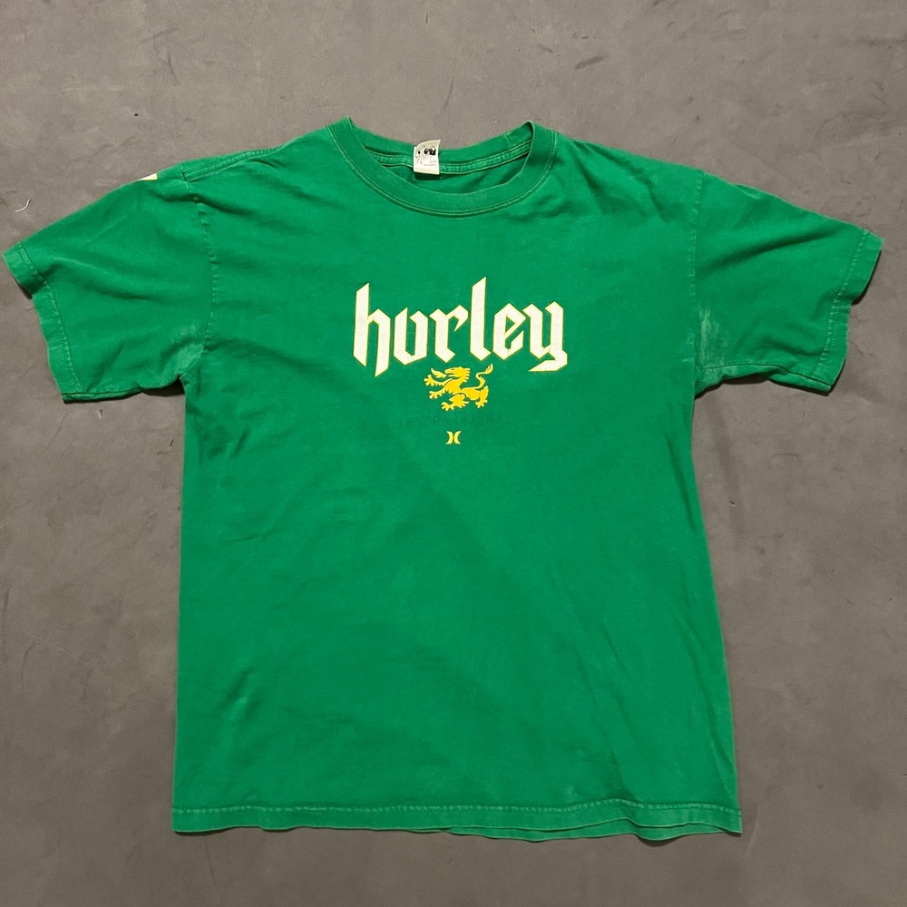 VTG Y2K Hurley International T-Shirt Mens Large Green Graphic Short Sleeve